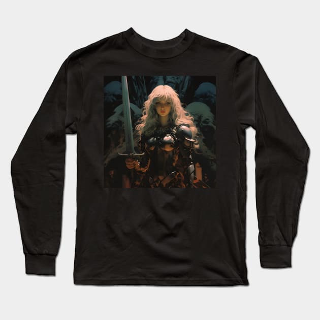 Dark Knight Long Sleeve T-Shirt by Ray Crimson